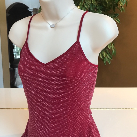 EXPRESS RED & SILVER SPARKLY CAMISOLE TOP SIZE XS - Picture 4 of 8